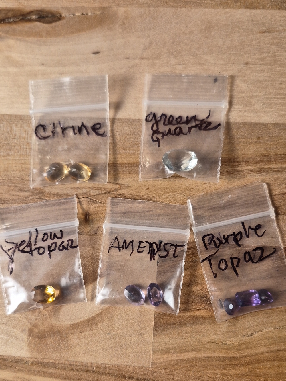 Loose Gemstone Set - Citrine, Green Quartz, Yellow Topaz, Amethyst, Purple Topaz